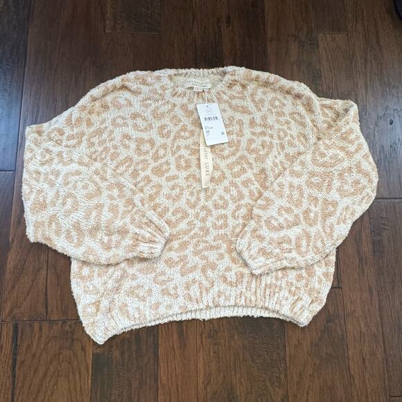 Saltwater Luxe Soft Short Eyelash Knit Sweater Sz Large Cheetah Cozy Lounge NWT - Picture 15 of 15